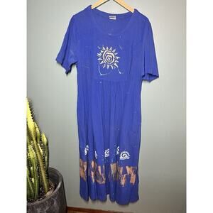 Color Me Cotton CMC Sleeveless MAxi Printed Painted Boho Dress Womens M